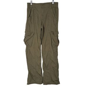 Divided H&M Cargo Pants Y2K Style Olive Green Elastic Waist Band Women Size 4